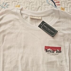 Simply Southern White LS Tee Sz LARGE  Make America  Cowboy Again
